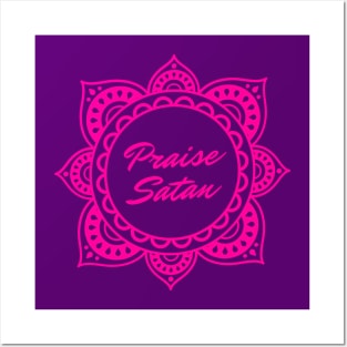 Praise Satan Satanic Mandala | Hot Pink & Purple Posters and Art